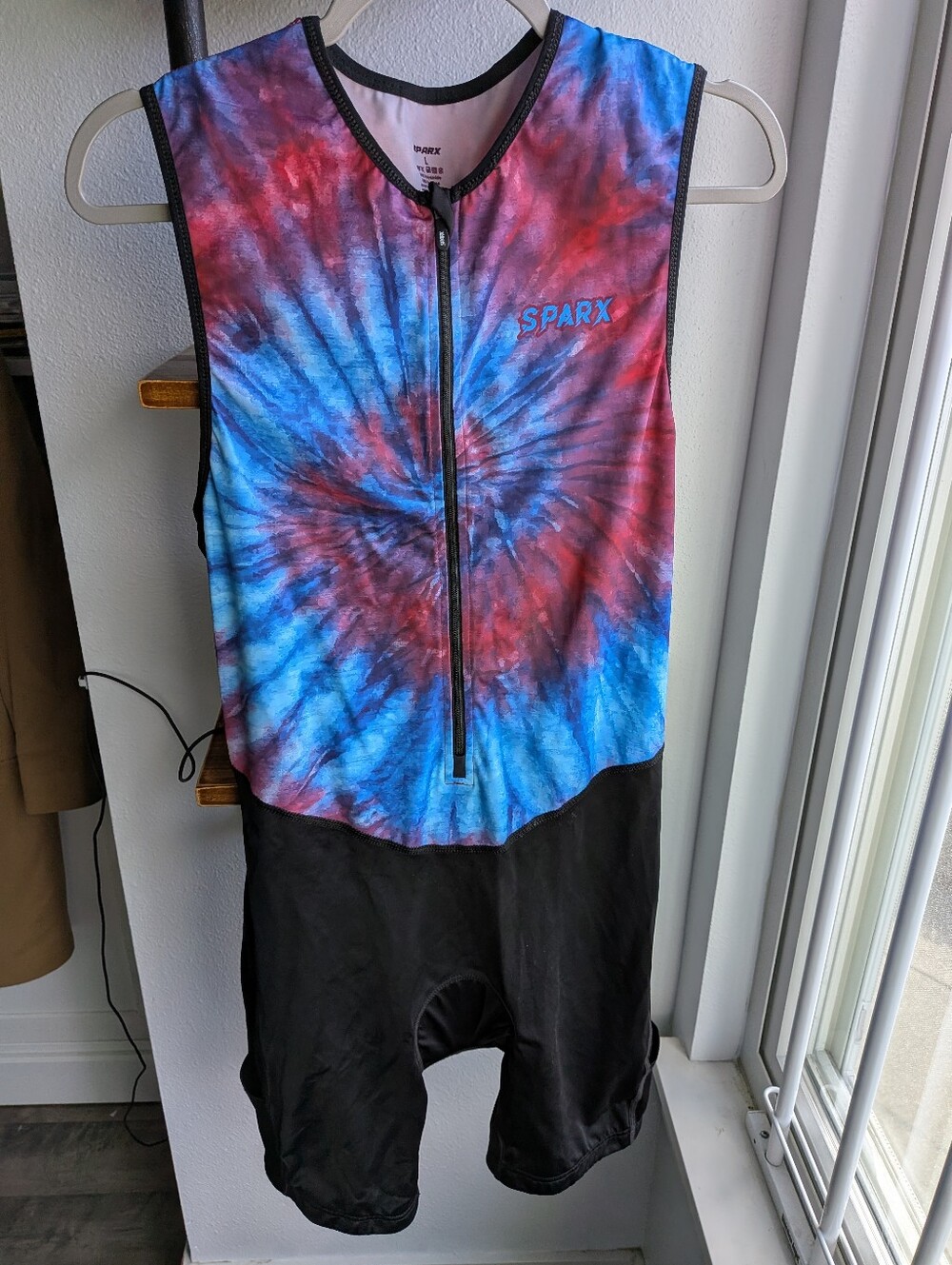 Sparx Sports Mens Large Triathlon Suit Spiral Tie Dye Galaxy Padded Trisuit L